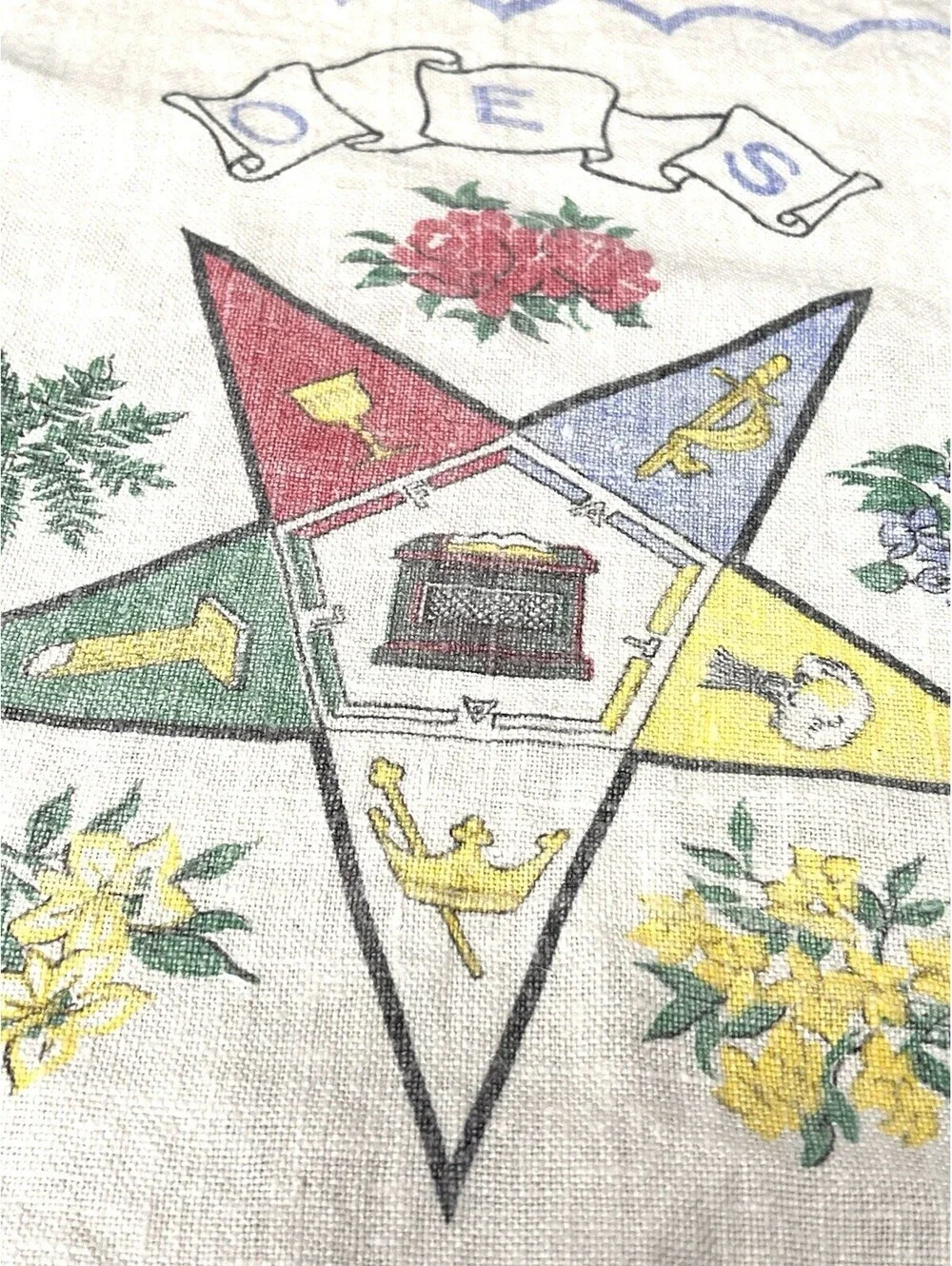 1962 Eastern Star OES Calendar Tea Towel Linen Hand Kitchen Steven’s Linens